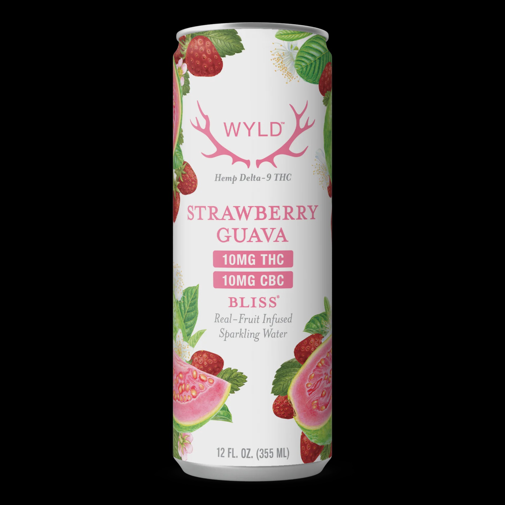 WYLD Strawberry Guava Sparkling Water 10 mg THC 10 mg CBC 12 oz can